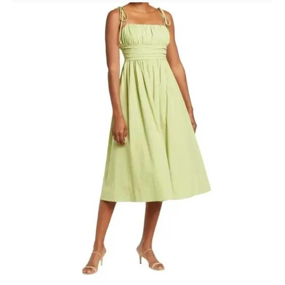 AREA Stars Corti Tie Strap Midi Green Summer Beautiful Dress Size M - Picture 1 of 6